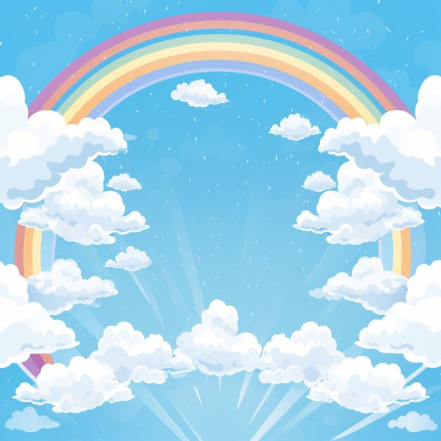 Blue Sky with Rainbow Background Illustration