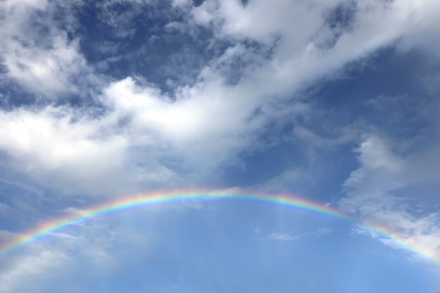 Blue sky with rainbow