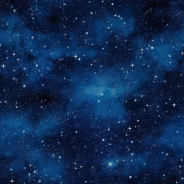 a blue sky with stars and clouds is shown in this image generative ai