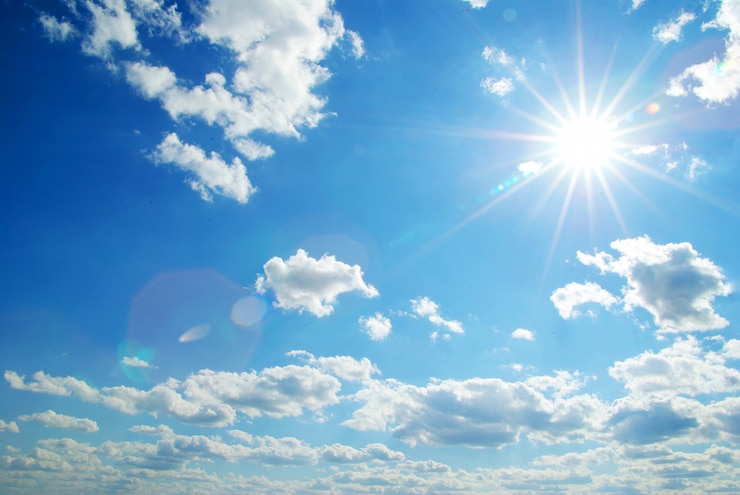 Photo blue sky with sun