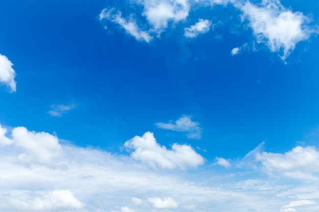 小さな雲と青い空。パノラマ