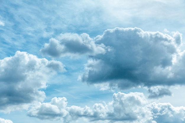 Blue sky with white clouds closeup