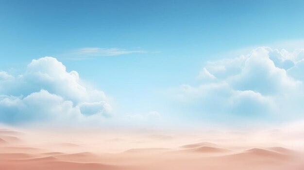 A blue sky with white clouds over a desert