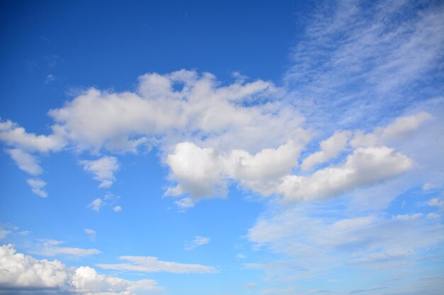 夕方には白い雲と青い空、接写