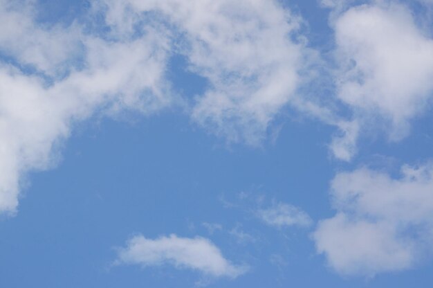 A blue sky with white clouds and a few clouds