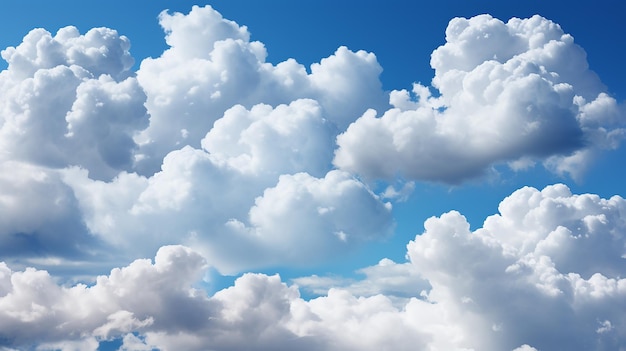 白い雲のある青い空_自然な背景_四角形