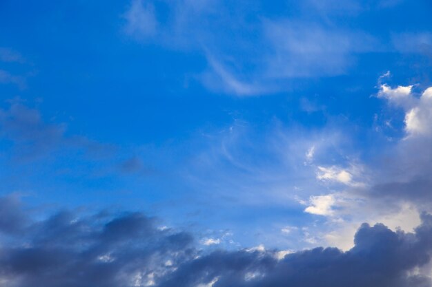 Blue sky with white cumulus clouds Abstract natural background Perfect summer day in the countryside