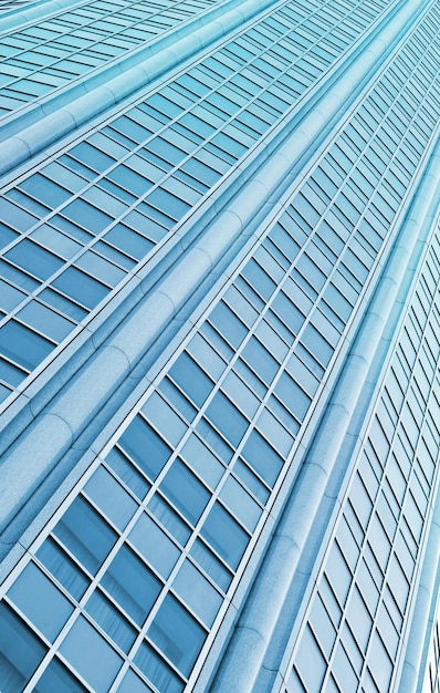 A blue skyscraper with the word building on it