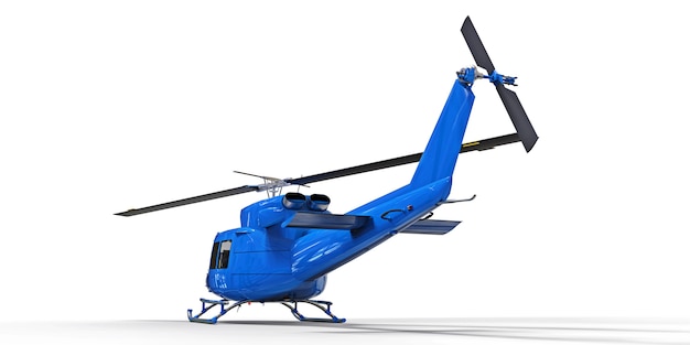 Blue small military transport helicopter