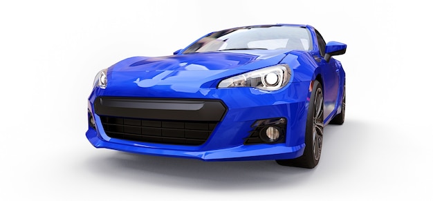 Blue small sports car coupe. 3d rendering.