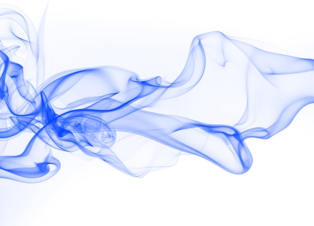 Photo blue smoke abstract on white background, blue ink water color for design