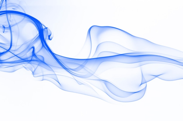 Photo blue smoke abstract on white background for design