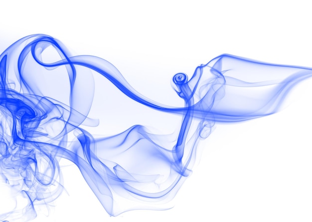 Photo blue smoke abstract on white background. ink water color