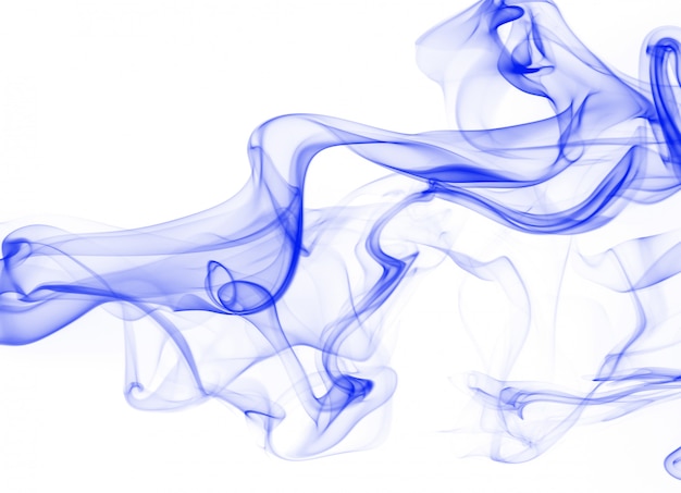 Blue smoke abstract on white background