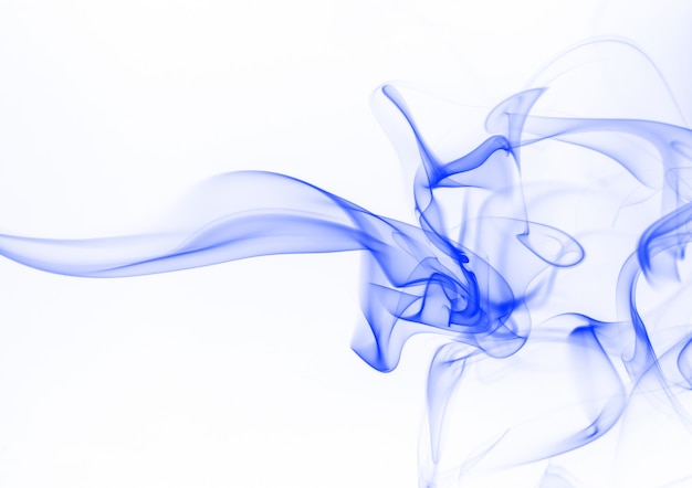 Blue smoke abstract on white 