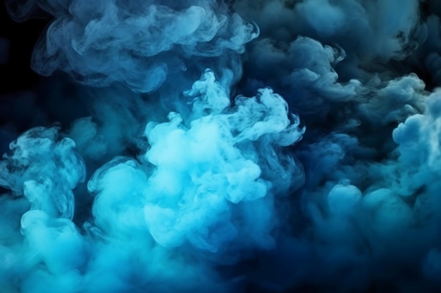 Foto fumo blu su sfondo nero