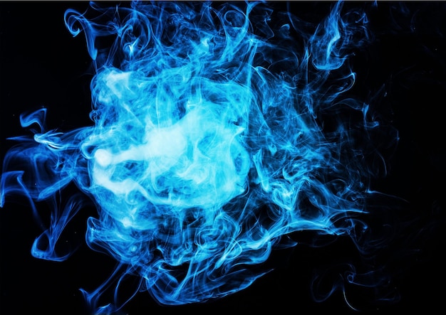 Foto fumo blu su sfondo nero per studio