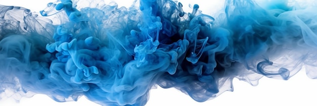 A blue smoke explosion border isolated on transparent background