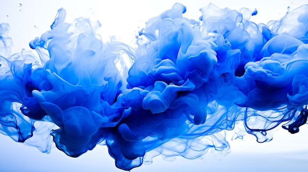 写真 白い背景に水の青い煙インク ai によって生成された抽象的な背景