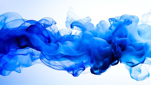 Blue smoke ink in water on a white background abstract background generated by ai