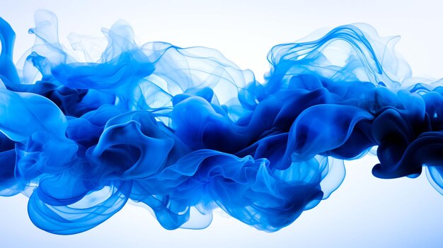 Blue smoke ink in water on a white background Abstract background generated by Ai