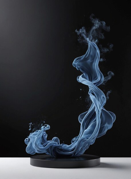 a blue smoke is coming out of a black bowl