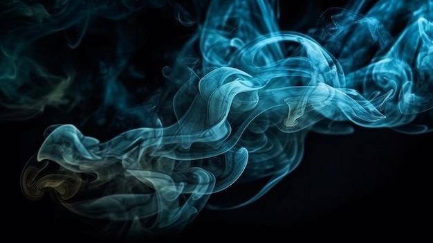 A blue smoke is shown against a black backgroundgenerative ai