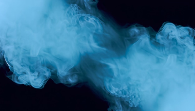 blue smoke isolated on a black background fractal spiral