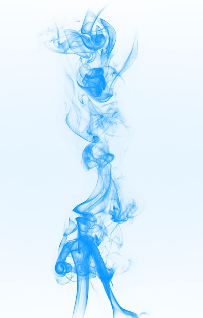 Blue smoke on the light blue background