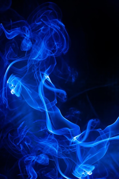 Blue smoke motion on black background