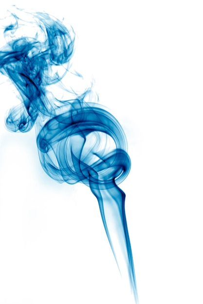 Blue smoke on white background.