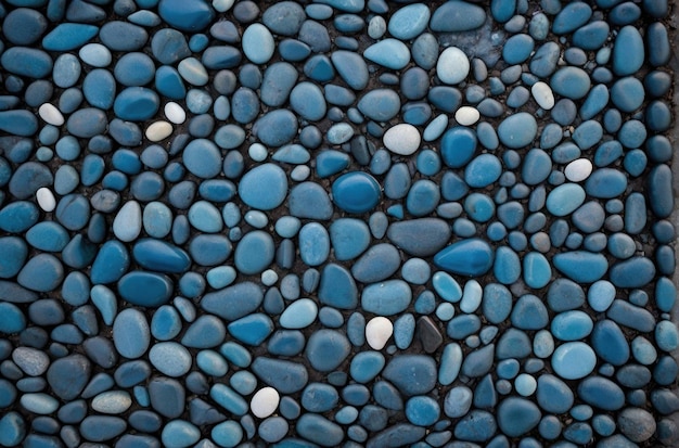 Photo blue smooth pebbles texture