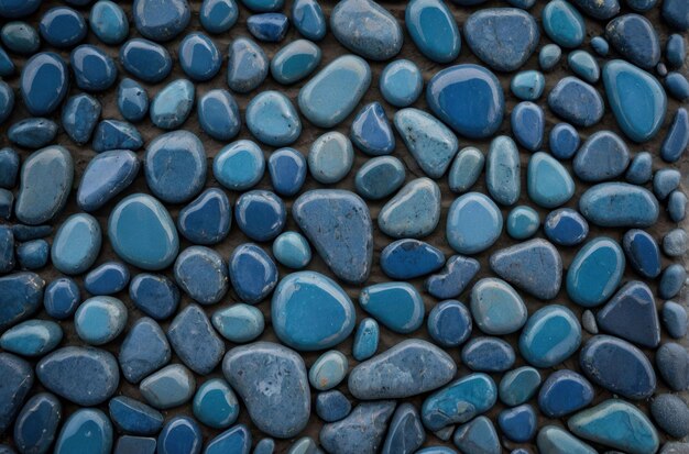 写真 青い滑らかな小石の質感