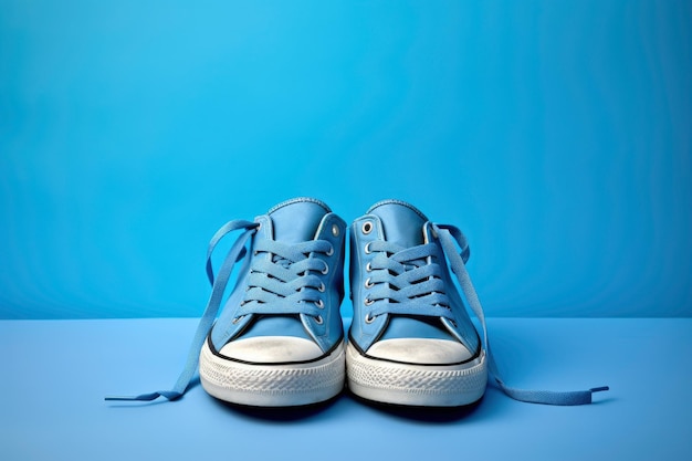 Blue sneakers clean background photography