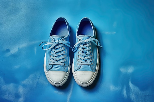 Blue sneakers clean background photography