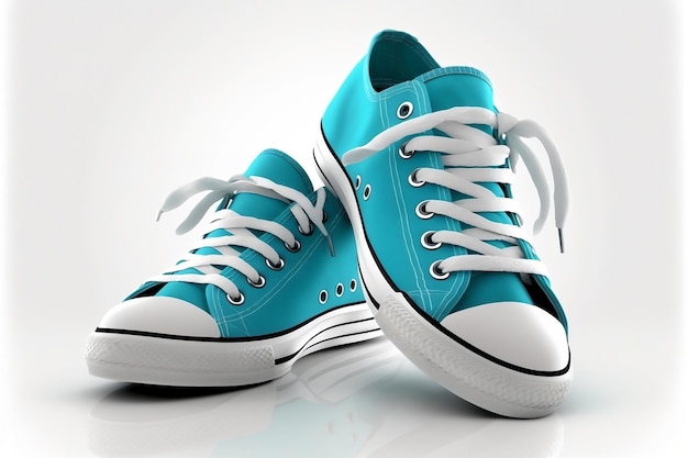 Blue sneakers on a white background isolated AI