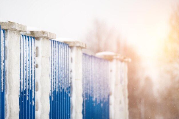 Blue snow fence closeup