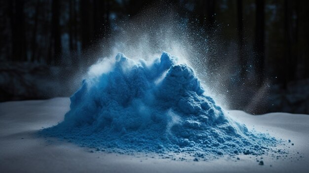 Blue snow mound in the snow