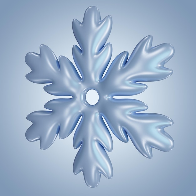 Blue snowflake icon 3D illustration