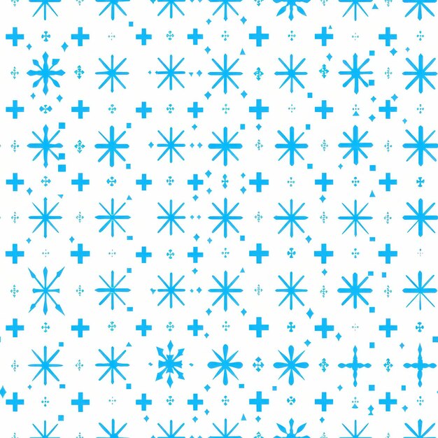Photo blue snowflake and plus sign pattern seamless background