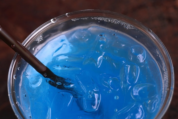 Blue soda drinking water 