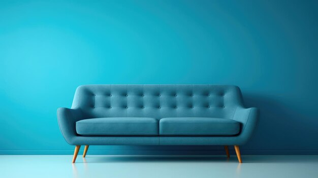 Blue sofa background images natural colors bright background generative ai