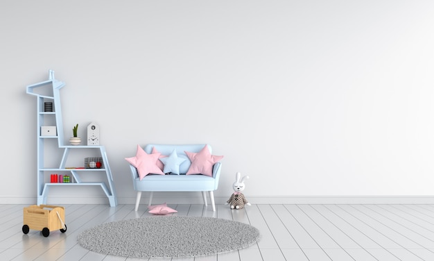 Blue sofa in child room