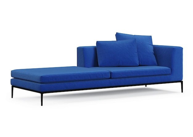 Blue sofa isolated on white background. 3D rendering.