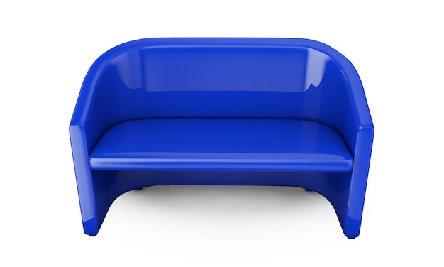 Foto divano blu su sfondo bianco 3d render