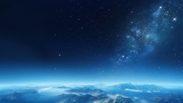 Голубой космический фон с Землей и галактикой Абстрактные обои с планетарным светом Наука и образование