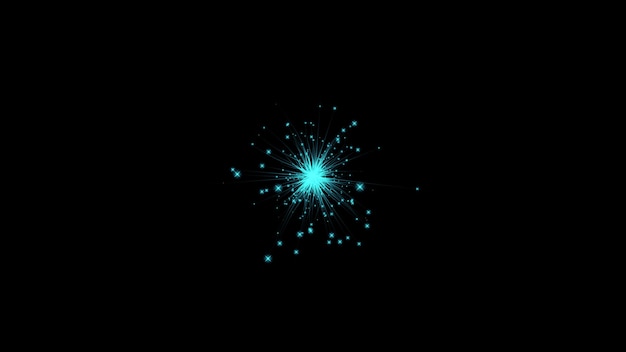 Blue sparkles Glowing magic lights isolated on black background