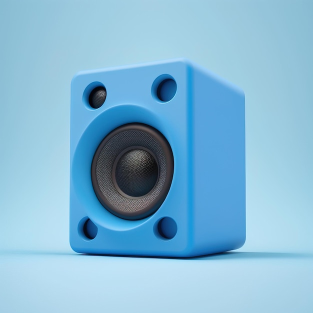 Blue speaker with blue flat background minimal sound audio concept banner