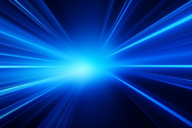 Blue speed light with glowing lines background