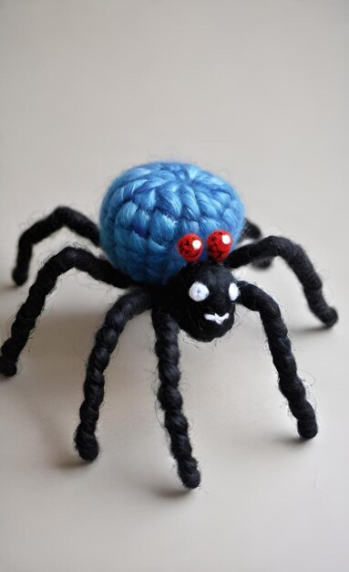 a blue spider with a blue hat on it